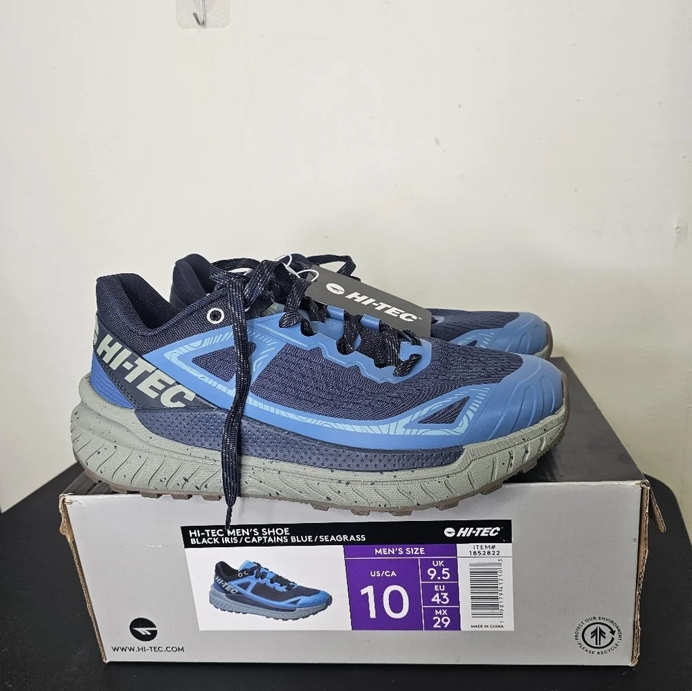 Hi-Tec Men's Shoes Black IRIS Captains Blue Seagrass Size 10